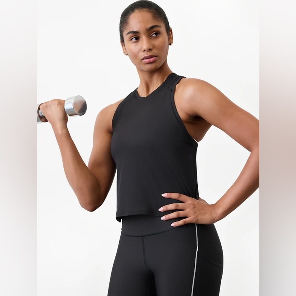 Athleta navy blue grid knit tank